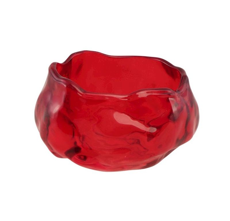 Bougeoir rouge, forme Camelia, 6.5x6.5x3.7 cm