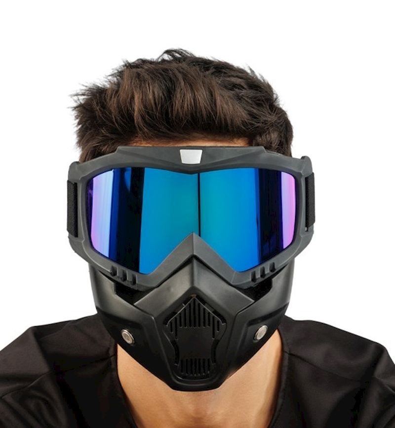 Maske Bloc schwarze Brille blau reflektierend