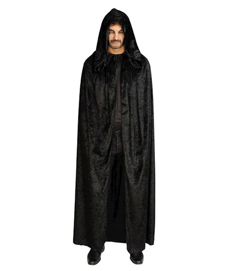 Cape mit Kapuze, Samt schwarz 212 cm