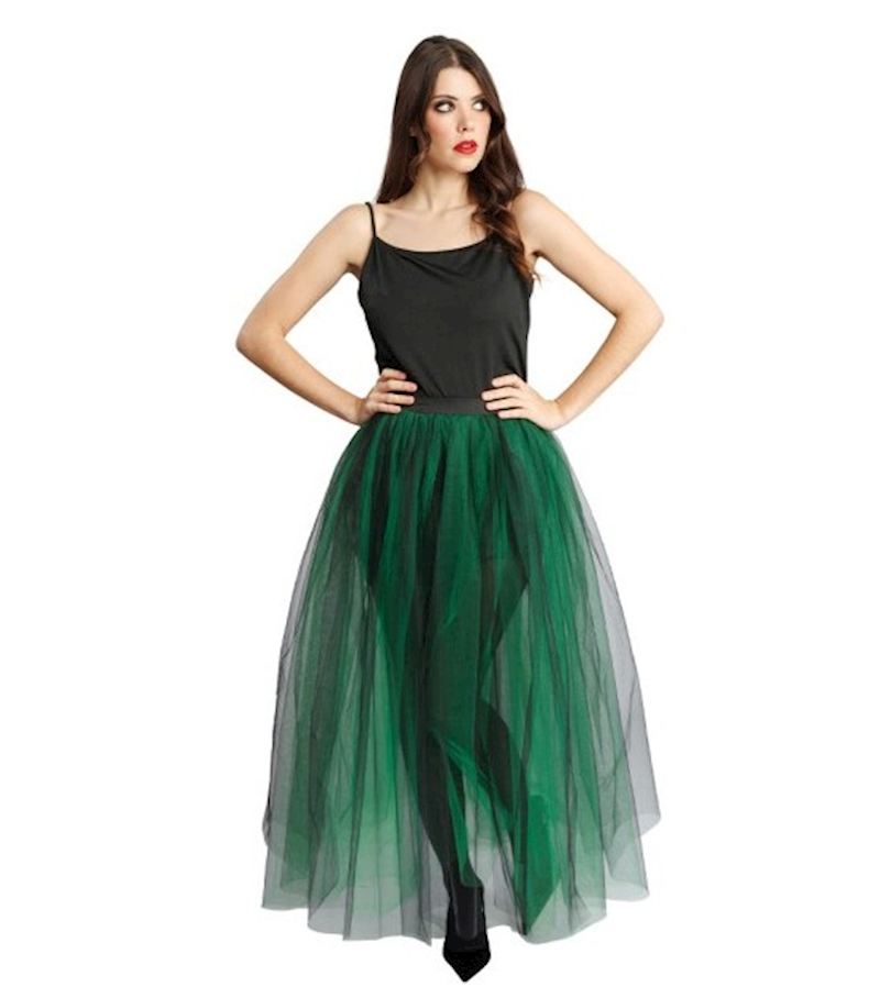 Jupe longue tulle noir-vert taille S-M