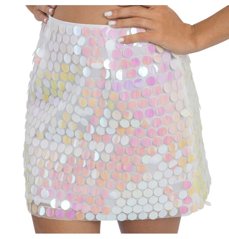 Rock mit Pailletten weiss Grösse L