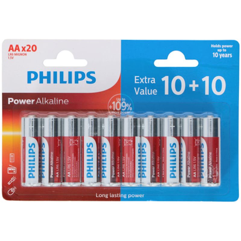 Batterien Philips LR6 AA 10+10 Stk. auf Karte