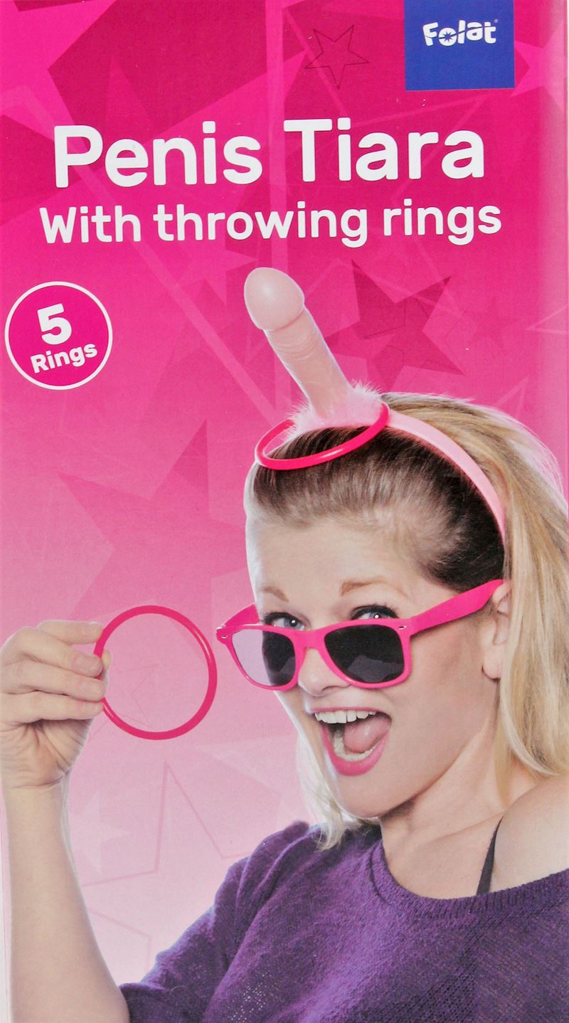 Ringspiel Haarreif mit Wackel Penis und 5 Ringen