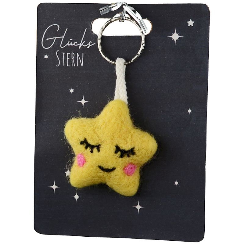 Porte-clés étoile, en feutre jaune