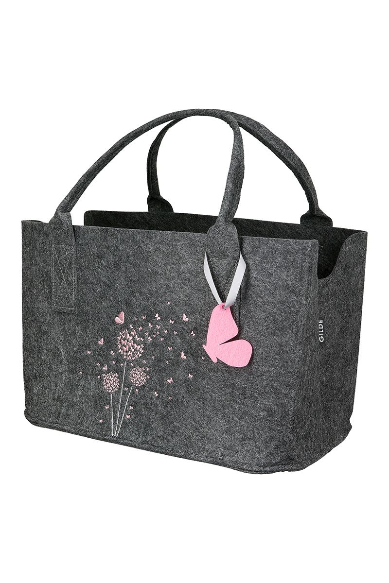 Sac en feutre Papillon gris 40x26x25 cm