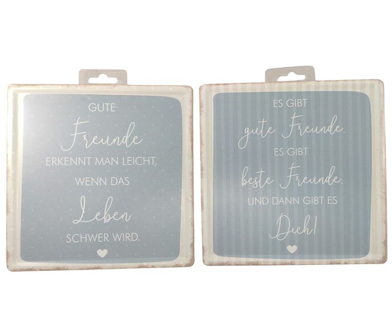 Schild mit Spruch Living Metal 2 sort. 19x19 cm