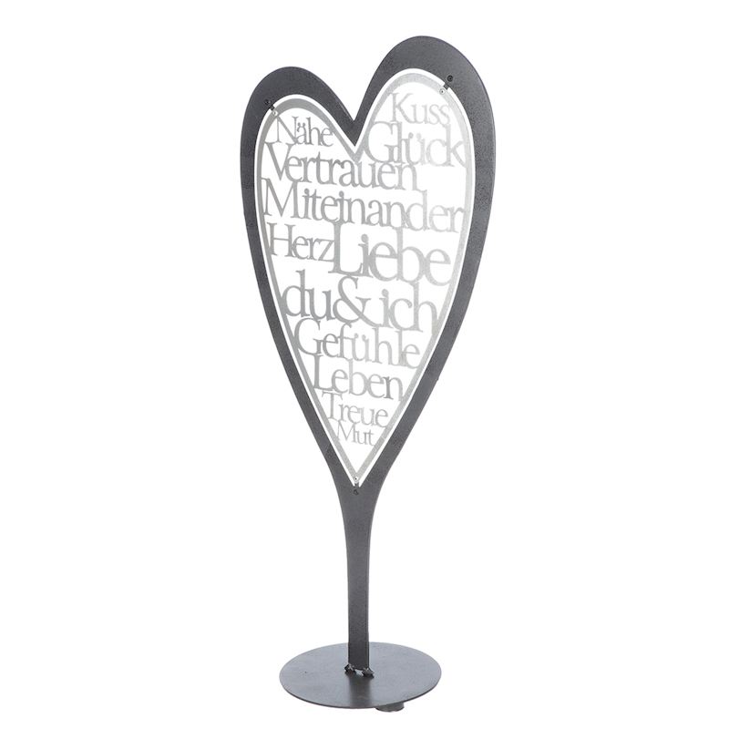 Standrelief Herz mit Spruch Metall 85x40 cm