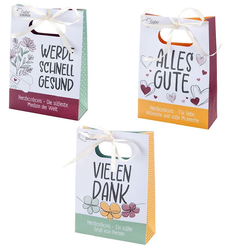 Sac cadeau avec phrases en allemand 3 ass 70 g 20 cm