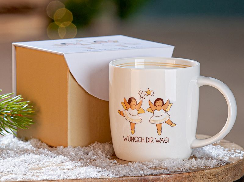 Tasse Engel Betty Wünsch Dir was mit Geschenkbox