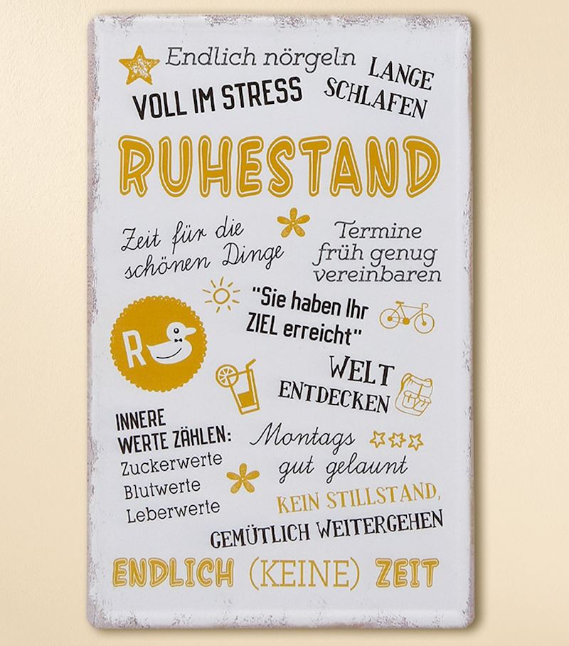 Panneau rectangulaire avec slogan Rente