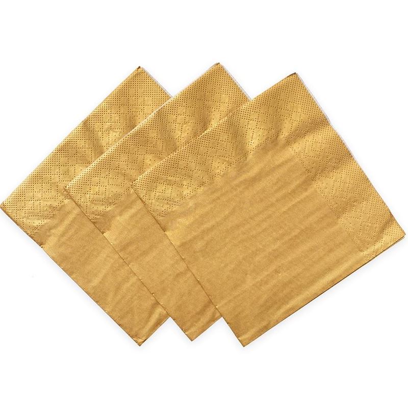 Serviettes de cocktail or 24x24 cm, 20 pcs
