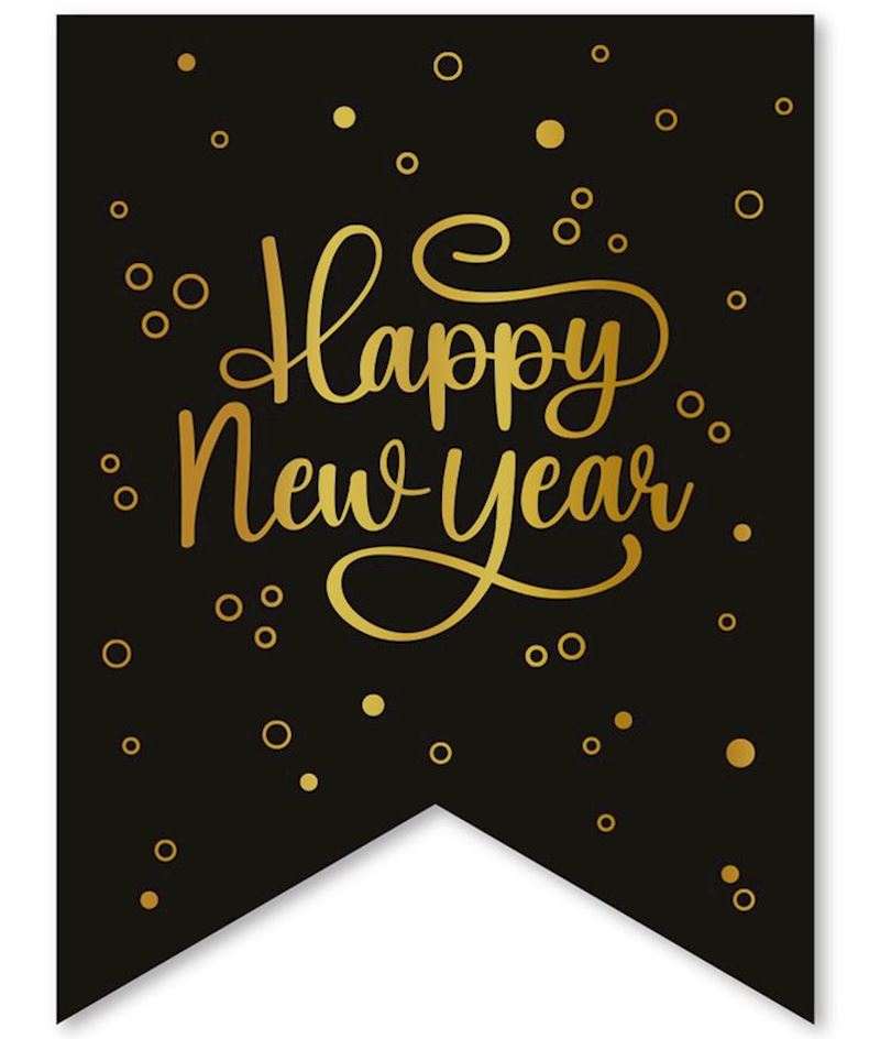 Wimpelkette Happy New Year 6 m, Wimpel 15x20 cm