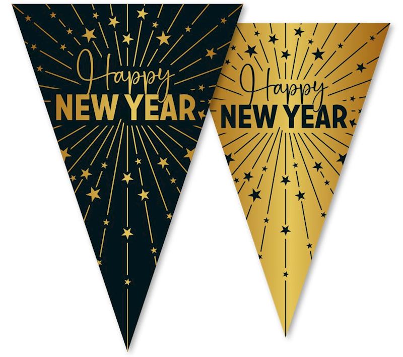 Wimpelkette Happy New Year 10 m Golden Celebrations