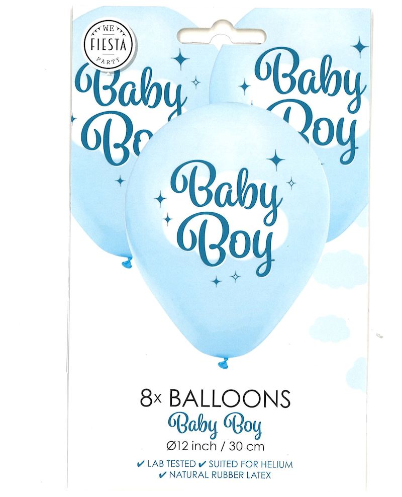 Ballons Baby Boy bleus 30 cm 8 pcs