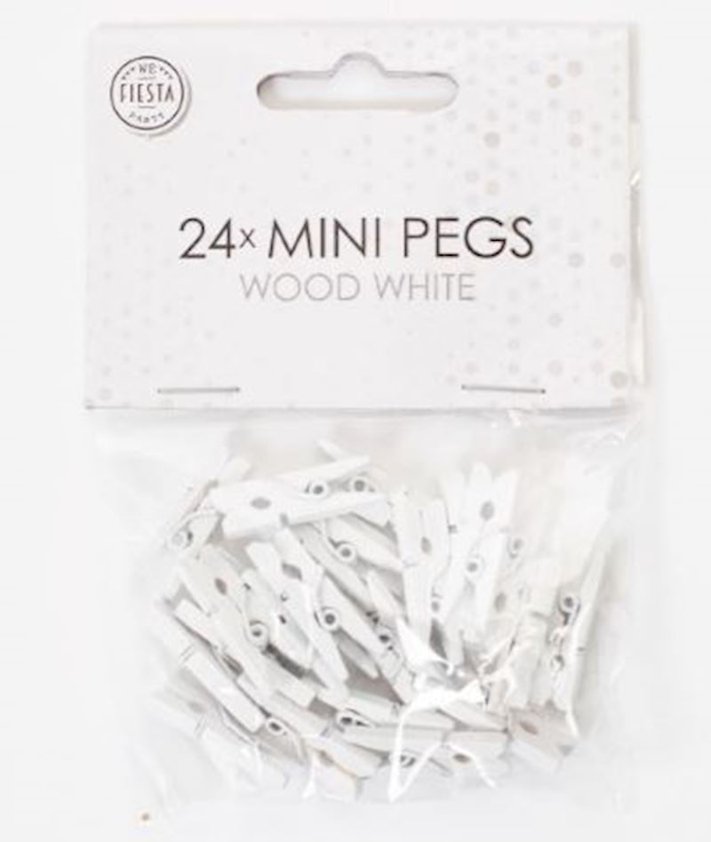 Mini pinces en bois 24 pcs blanc