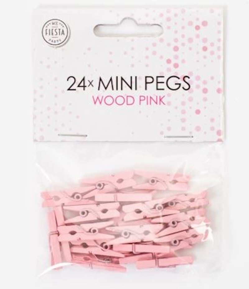 Mini pinces en bois 24 pcs rose