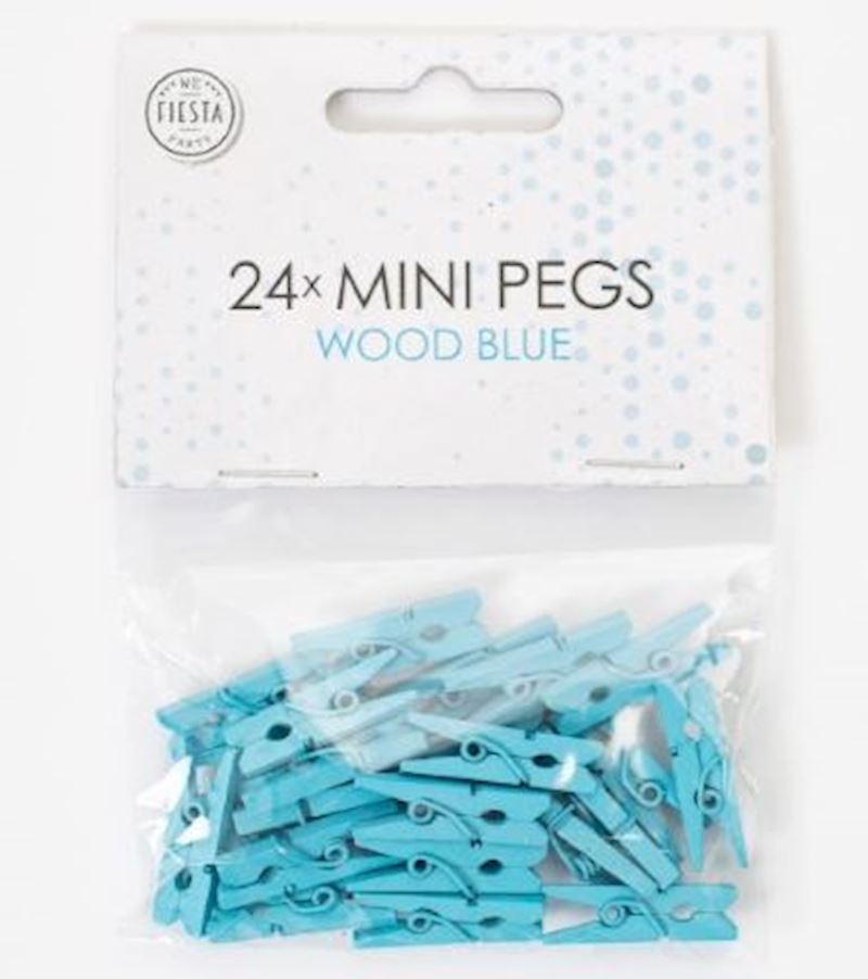 Mini pinces en bois 24 pcs bleu