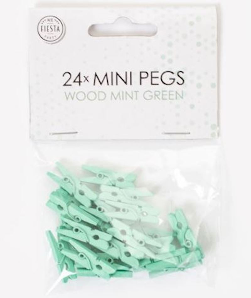 Mini pinces en bois 24 pcs vert mint