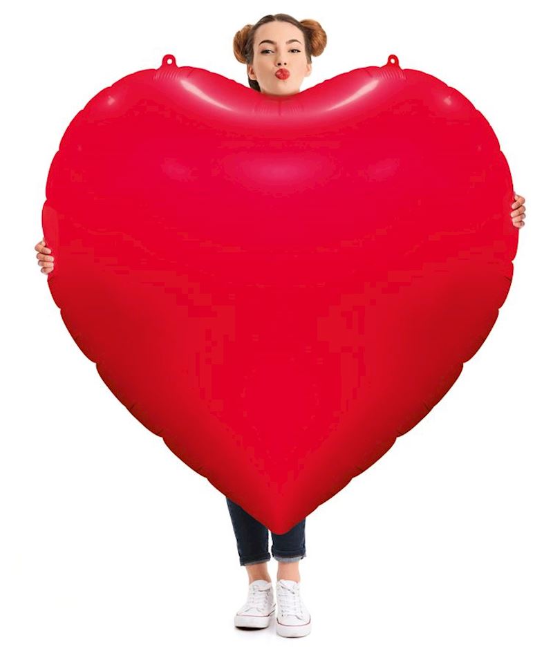 Folienballon Herz XXL 157 cm rot, mit Helium oder Luft