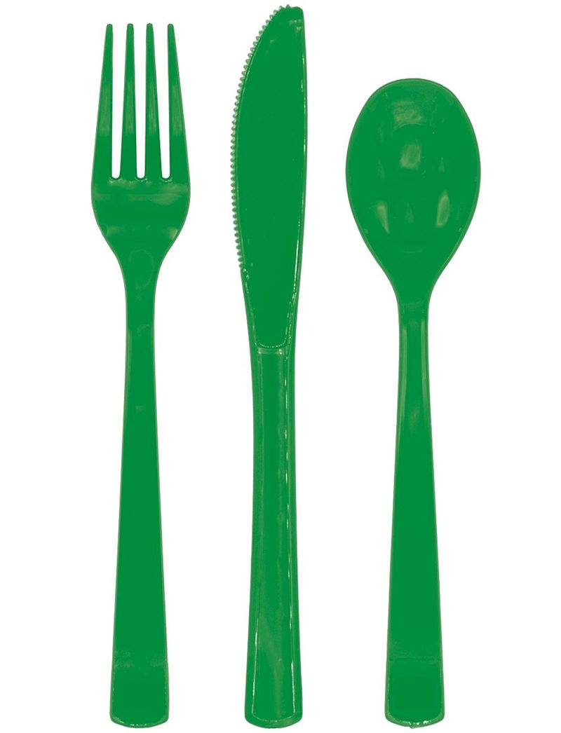 Plastikbesteck 18-tlg. Set grün, wiederverwendbar