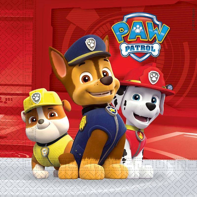 Servietten Paw Patrol Ready for Action 33x33 cm, 20 Stk.