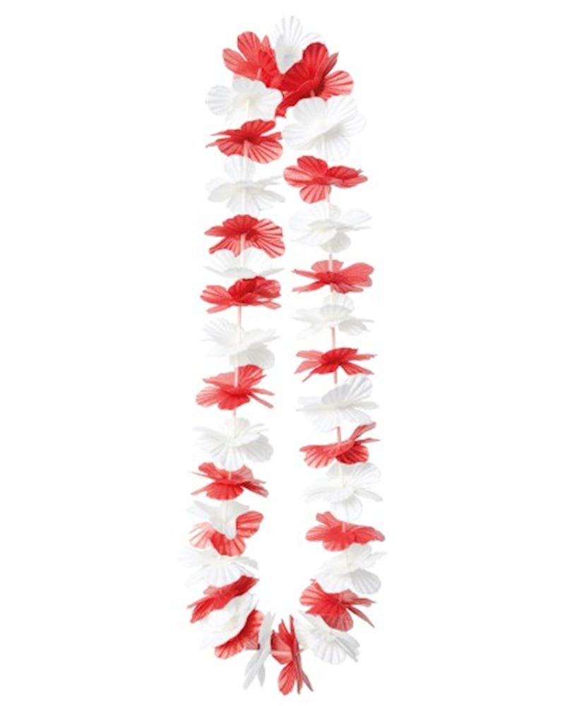 Collier de fleurs rouge et blanc