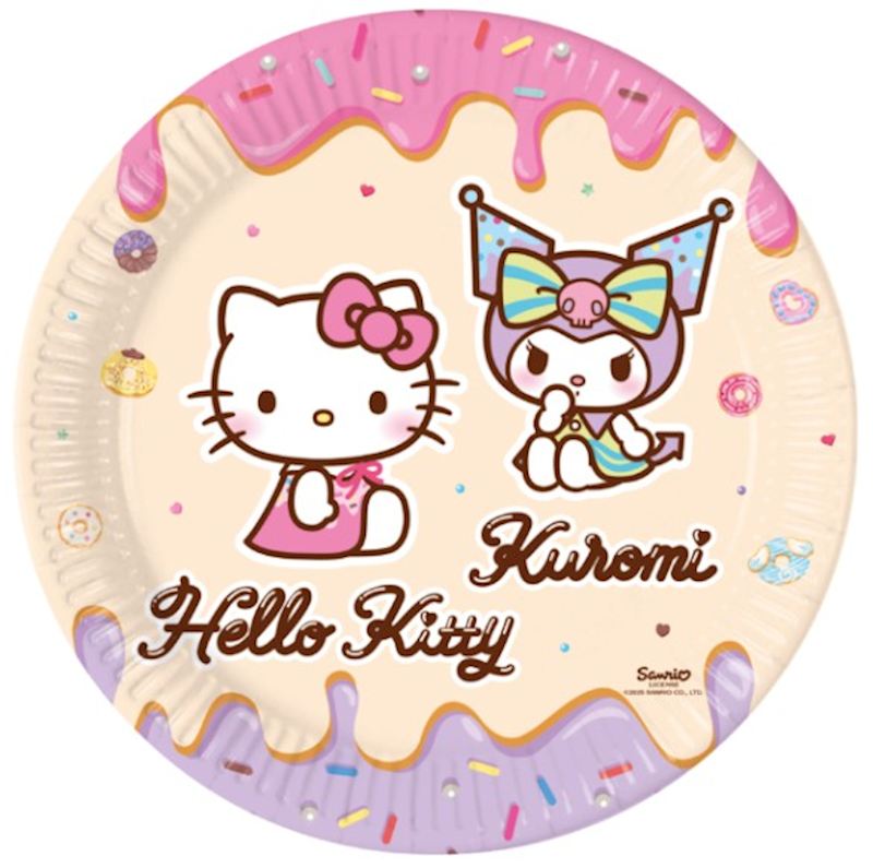 Assiettes de fête Hello Kitty Kuromi 23 cm, 8 pcs