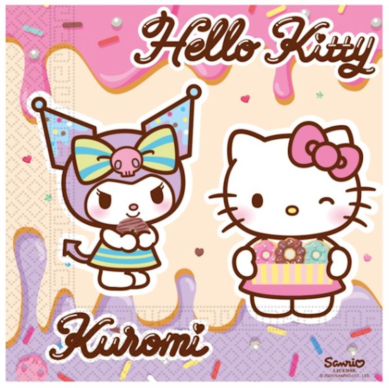 Servietten Hello Kitty Kuromi 20 Stk. 33x33 cm