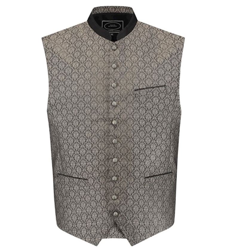 Veste tyrolien en jacquard taupe/noir, taille 58