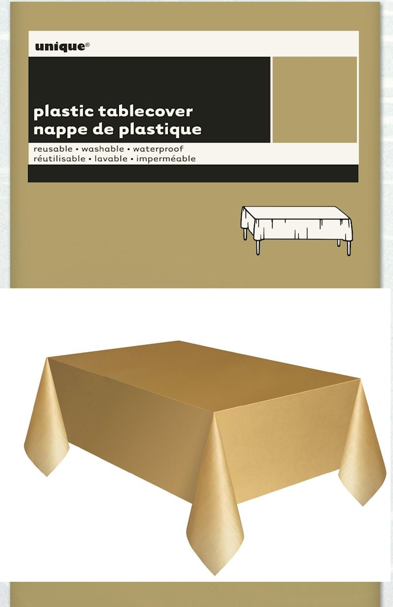 UNIQUE Tischdecke Plastik gold 135x270 cm