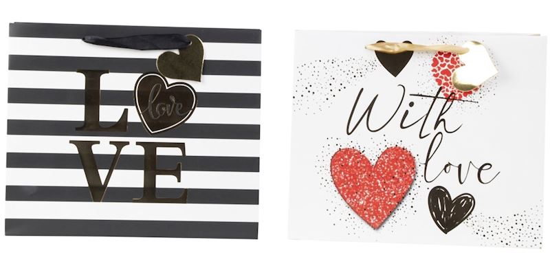 Sac Love avec feuille d'or 26x31x12 cm 2 ass