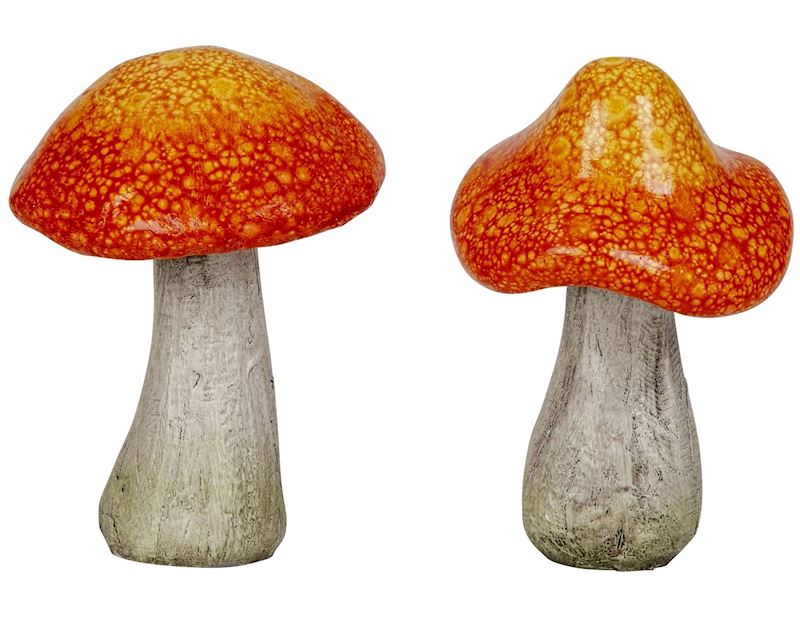 Deko Pilz rot-orange 2 sort. 21 cm Polyresin