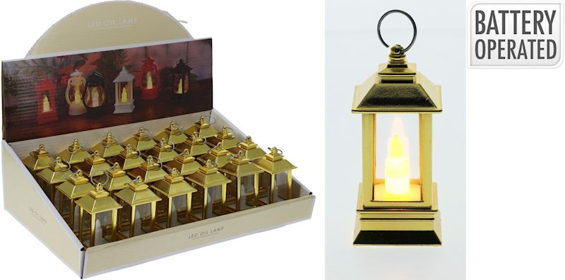 Petite lanterne avec bougie LED, 9cm, or