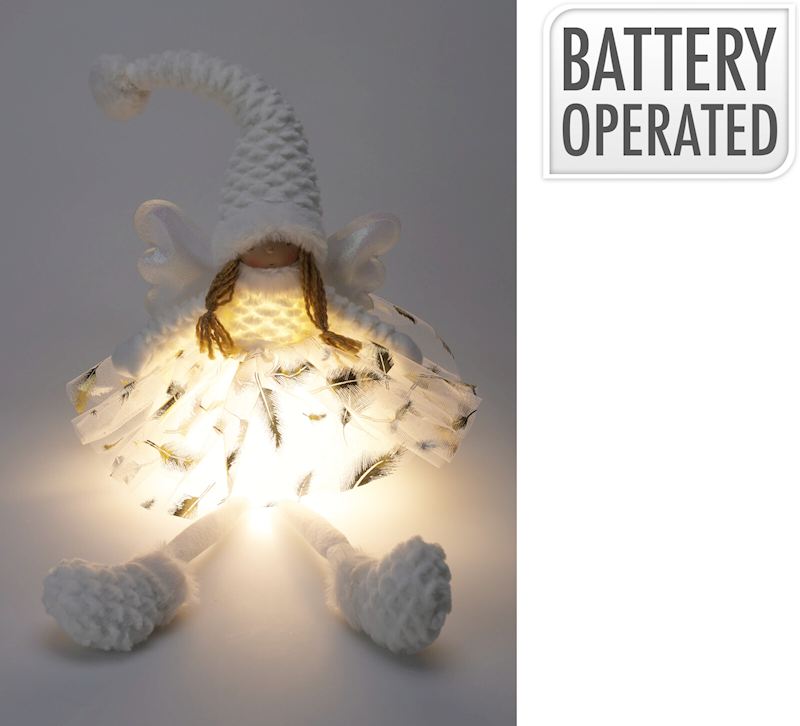 Engel Puppe mit LED mit Schlenkerbeine 60cm weiss