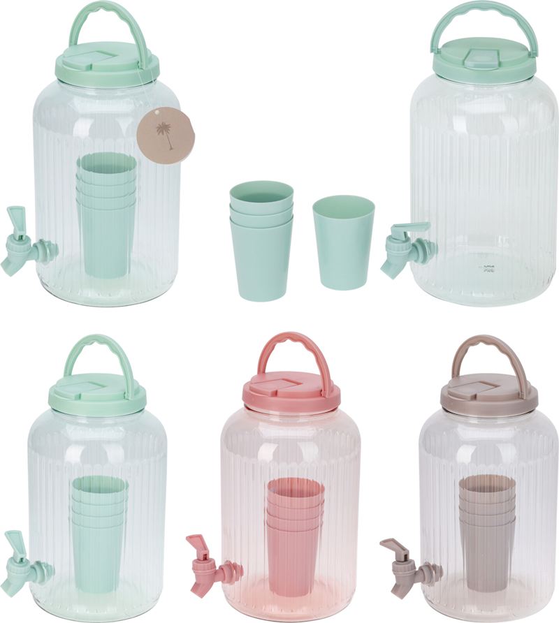 Getränkespender 3.7 Liter mit 4 Bechern 3 sort.