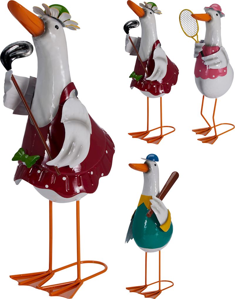 Deko Ente Sport Metall 36 cm 3 sort.