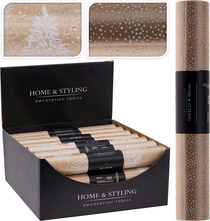 Etoffe pour décor, blanc/or 250x28cm,  2 ass.