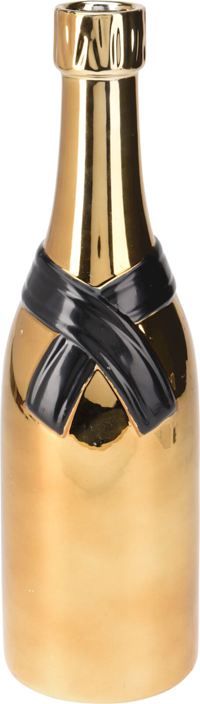 Vase bouteille de Champagne 39cm, or-noir