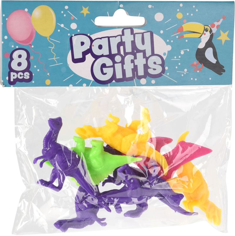 Party sac avec 8 mini Dino couleurs ass.