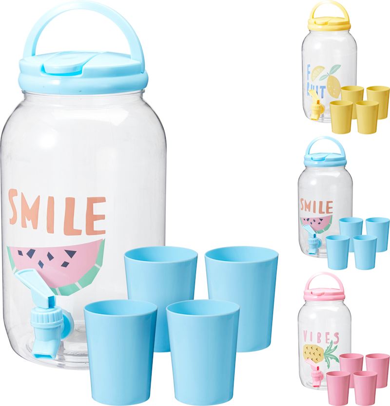 Getränkespender mit 4 Becher 3.75 Liter PET 3 sort.