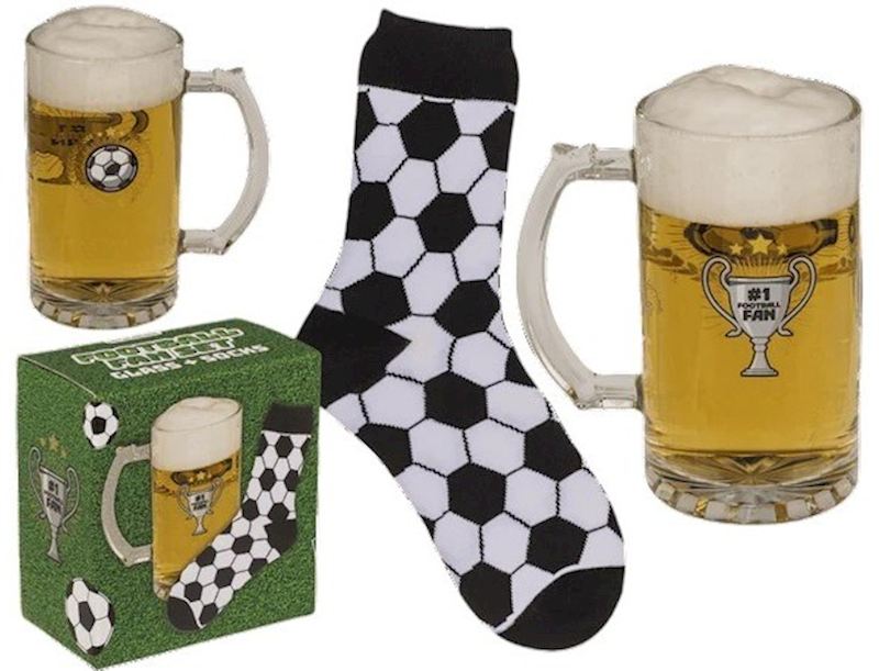 Geschenkset Fussballsocken und Bierglas Grösse 42-46