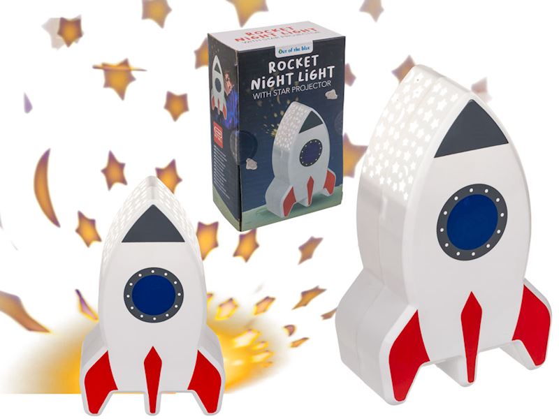 Nachtlicht Rakete mit Sternenprojektor 15 cm