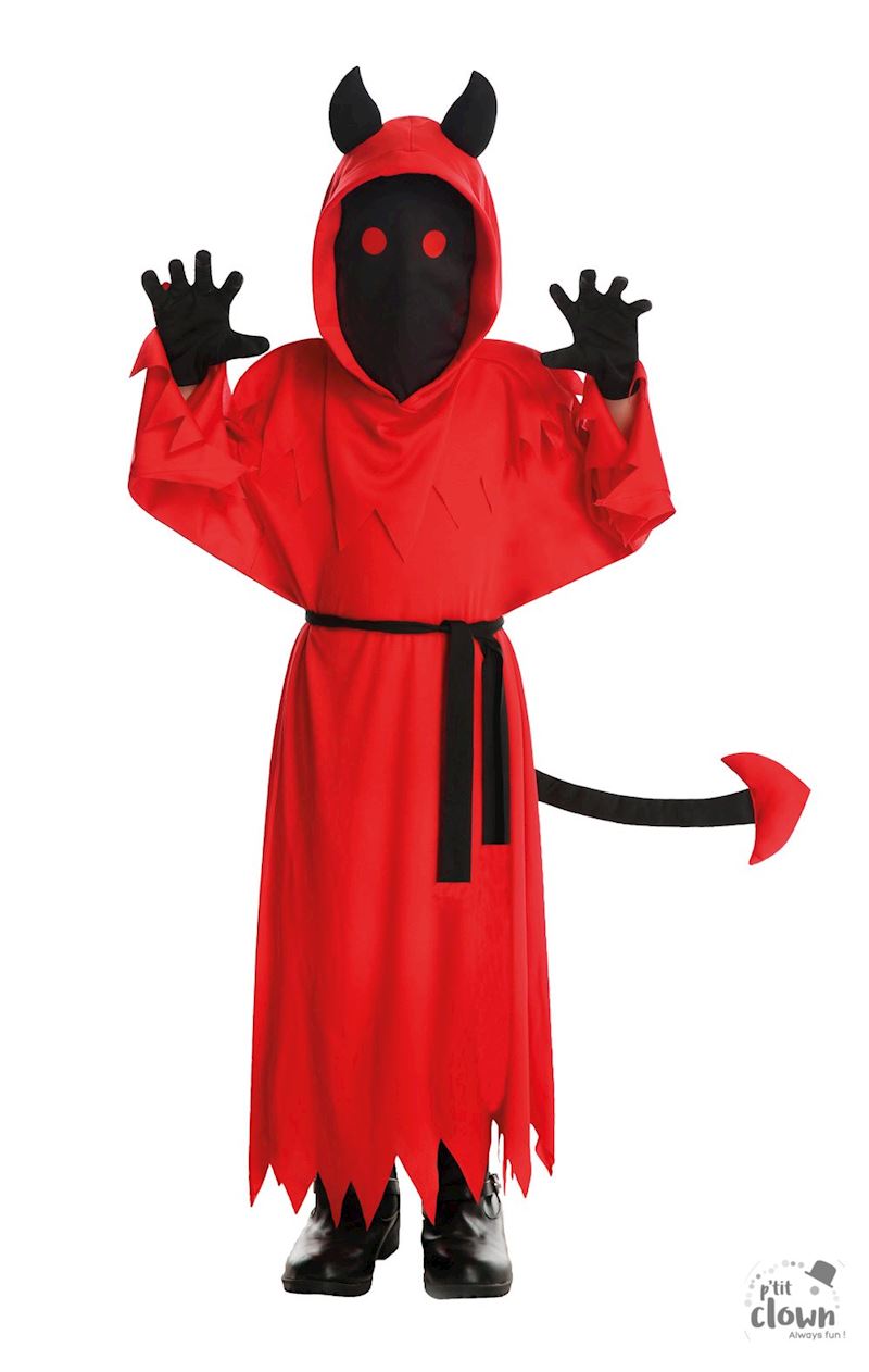 Kostüm Teufel für 7-9 Jahre mit Kapuze/Maske, Handschuhe