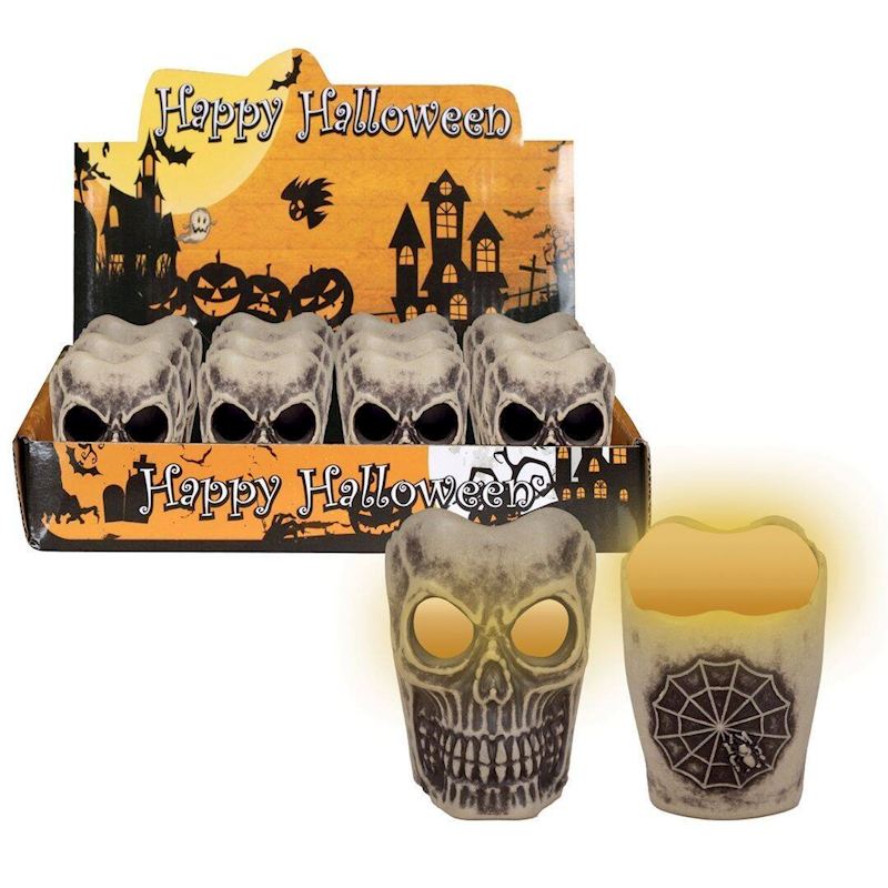Teelichthalter Halloween 7 cm mit Licht inkl. Knopfbatterien