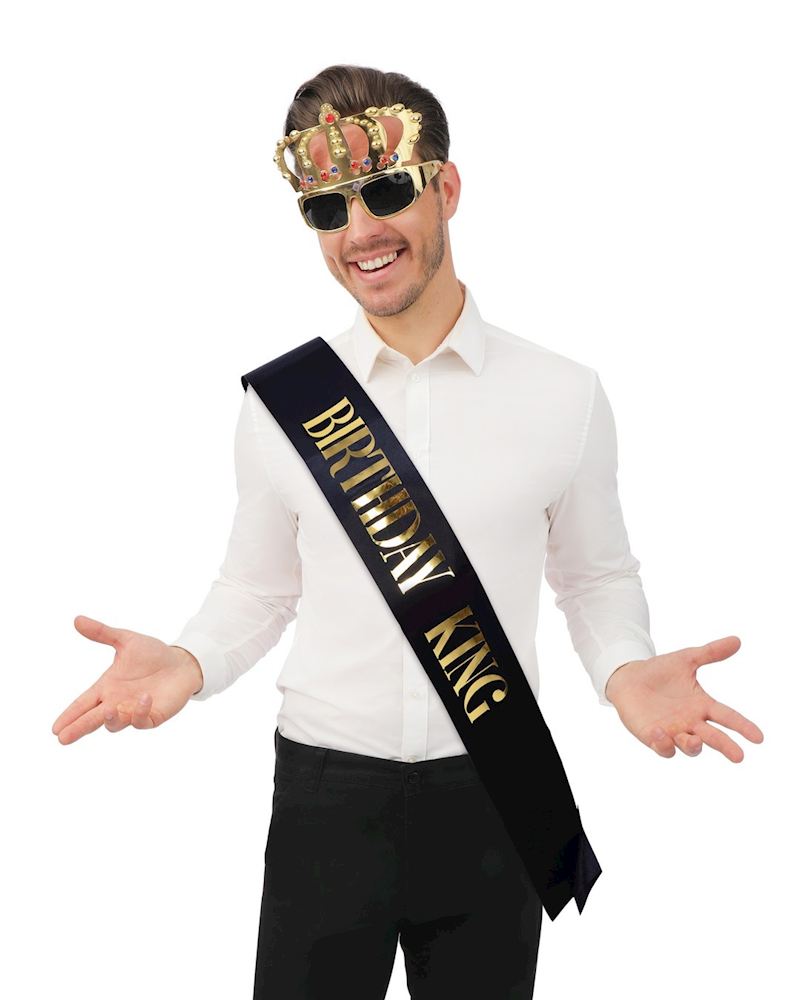Brille mit Shärpe Set Birthday King