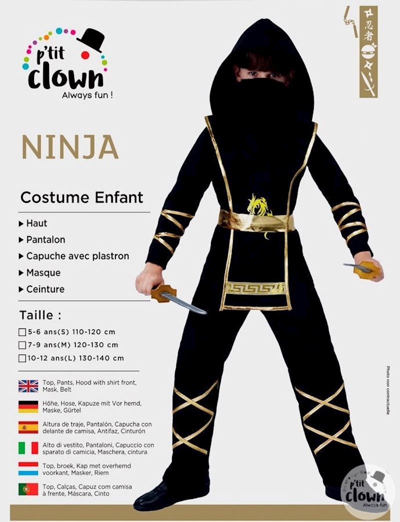 Costume ninja pour enfants 7-9 ans