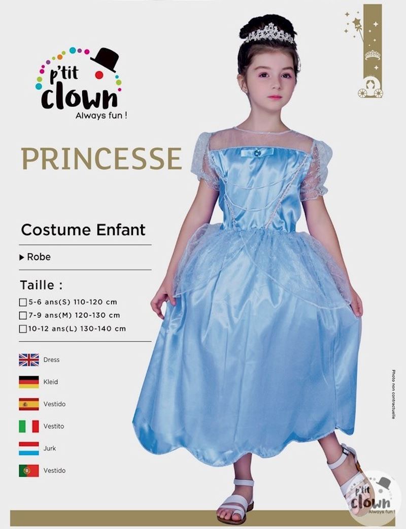 Kostüm Prinzessin 5-6 Jahre blau Kleid ohne Krone