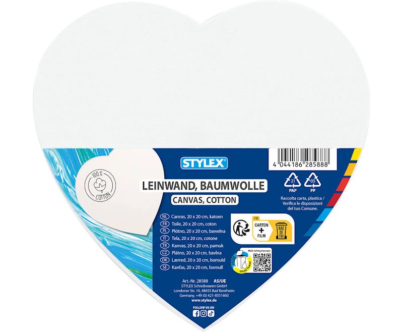 Toile de peinture forme de coeur 20x20 cm