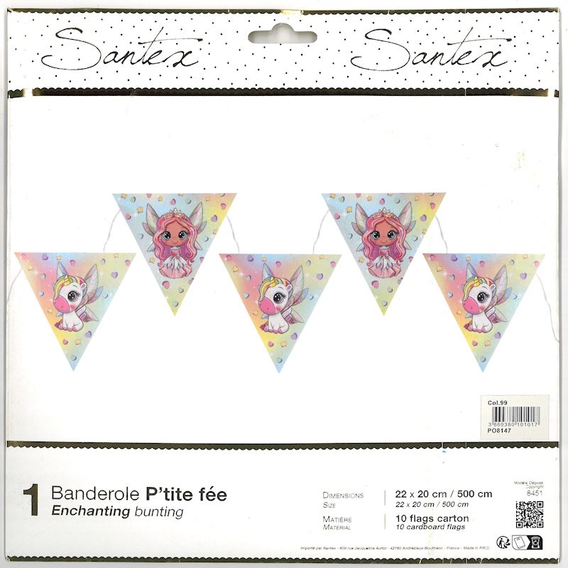 Wimpelkette kleine Fee 5 m, 10 Wimpel 22 cm Karton