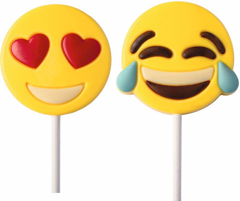 Schokoladen Lolly Emoji  25 g Smile 2-fach sort. 15 cm